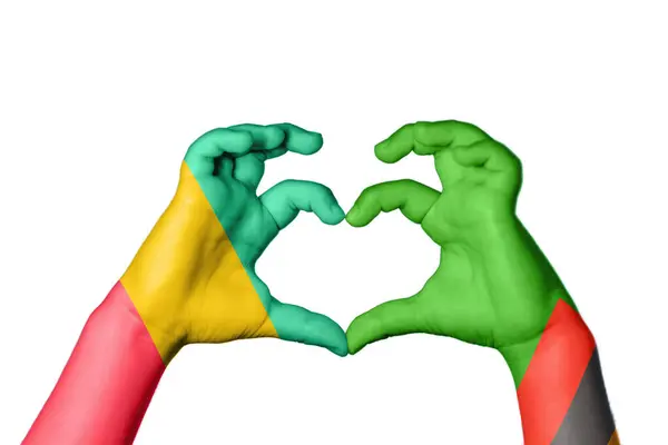 Guinea Zambia Heart Hand Gesture Making Heart Clipping Path — Stock Photo, Image