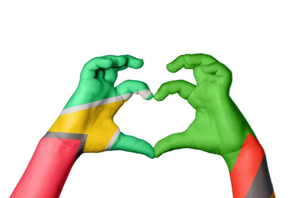 Гайана Замбия Сердце Жест Руки Делает Сердце Клиппинг Путь — стоковое фото