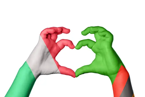Italien Sambia Herz Handbewegung Die Herz Macht Clipping Path — Stockfoto
