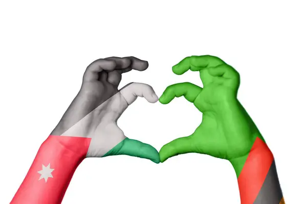 Jordan Zambia Heart Hand Gesture Making Heart Clipping Path — Stock Photo, Image