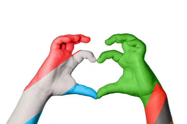 Luxemburg Sambia Herz Handbewegung Die Herz Macht Clipping Path — Stockfoto
