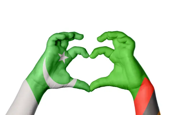 Pakistan Sambia Herz Handgeste Die Herz Macht Clipping Path — Stockfoto