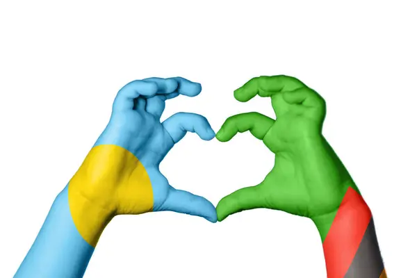Palau Sambia Herz Handbewegung Die Herz Macht Clipping Path — Stockfoto