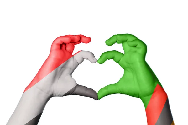 Jemen Sambia Herz Handbewegung Die Herz Macht Clipping Path — Stockfoto
