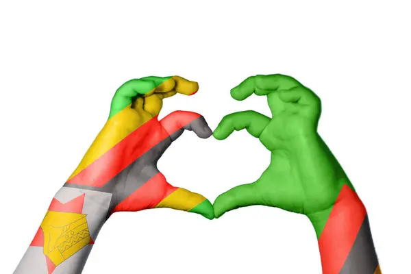 津巴布韦Heart Hand Gesture Making Heart Clipping Path — 图库照片