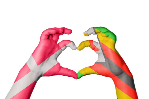 Dänemark Simbabwe Herz Handbewegung Die Herz Macht Clipping Path — Stockfoto
