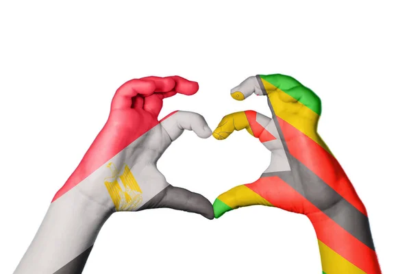 Egypt Zimbabwe Heart Ruční Gesto Tvorby Srdce Ořezávání Stezka — Stock fotografie