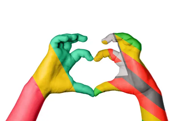 Guinea Zimbabwe Heart Ruční Gesto Srdce Střih Stezka — Stock fotografie
