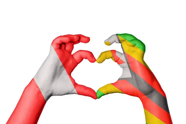 Peru Zimbabwe Szív Kézmozdulat Készítés Szív Vágás — Stock Fotó