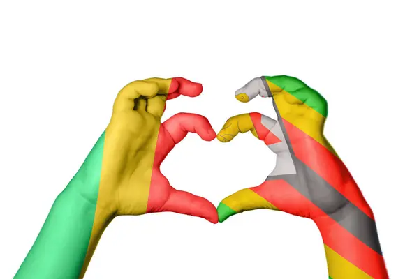 Republic Congo Zimbabwe Heart Hand Gesture Making Heart Clipping Path — Stock Photo, Image