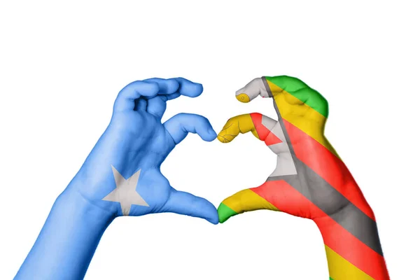 Szomália Zimbabwe Szív Kézmozdulatkészítés Szív Vágási Útvonal — Stock Fotó