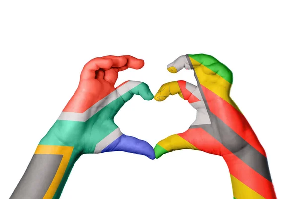 Південна Африка Зімбабве Серце Жест Рук Робить Серце Відсікаючий Контур — стокове фото