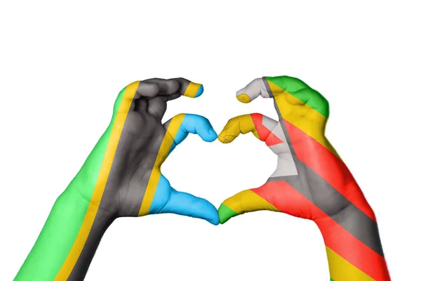 Tanzánia Zimbabwe Szív Kézmozdulatkészítés Szív Vágási Útvonal — Stock Fotó