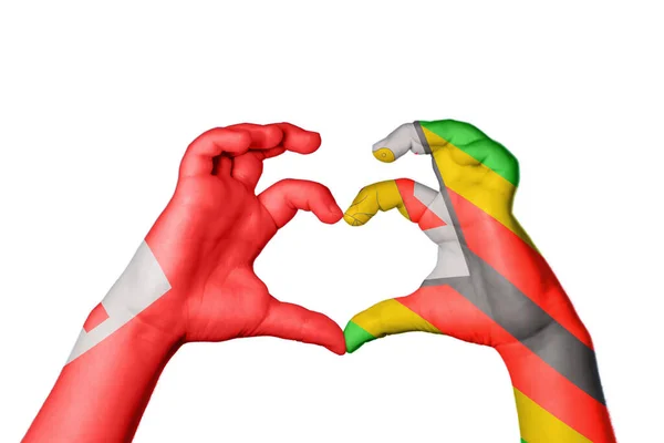 Tonga Zimbabwe Szív Kézmozdulatkészítés Szív Vágási Útvonal — Stock Fotó