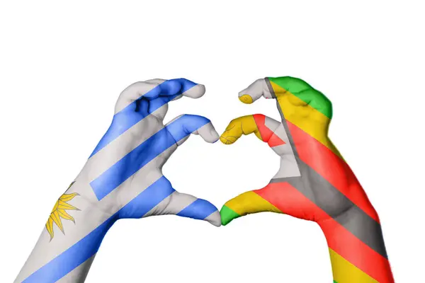 Urugwaj Zimbabwe Serce Gest Ręczny Serca Ścieżka Klipu — Zdjęcie stockowe