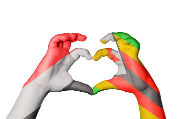 Jemen Simbabwe Herz Handbewegung Die Herz Macht Clipping Path — Stockfoto