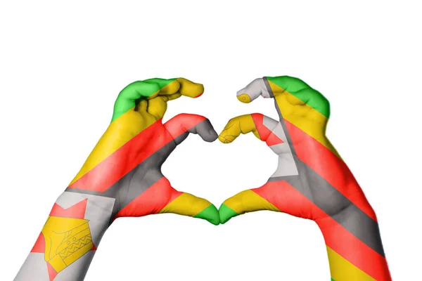 津巴布韦心脏 手举着手制造心脏 收割路径 — 图库照片