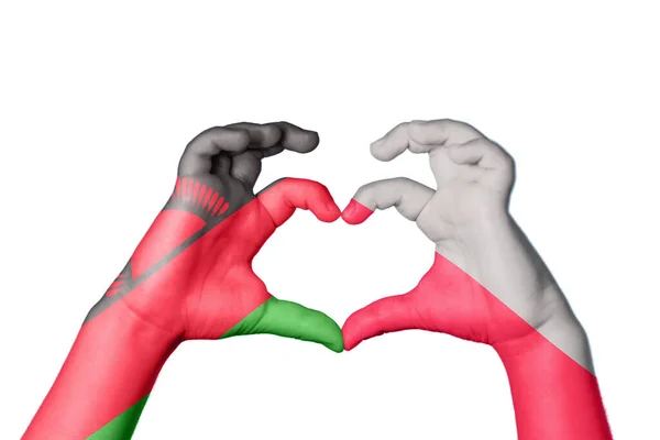 Malawi Polen Herz Handbewegung Die Herz Macht Clipping Path — Stockfoto