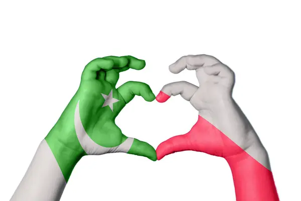 Pakisztán Lengyelország Szív Kézmozdulat Készítés Szív Vágási Útvonal — Stock Fotó