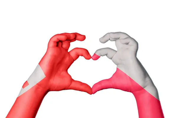 Tonga Poland Heart Hand Gesture Making Heart Clipping Path — Stock Photo, Image