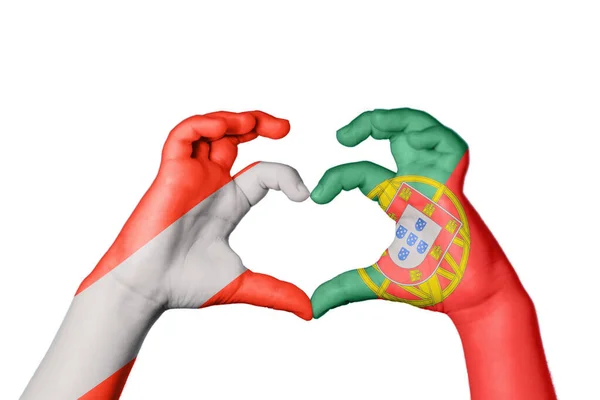 Австрия Португалия Сердце Жест Делающий Сердце Отрезание Пути — стоковое фото