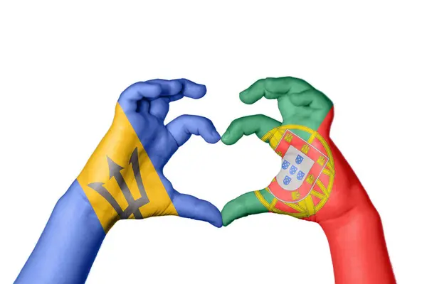 Μπαρμπάντος Πορτογαλία Καρδιά Χέρι Χειρονομία Κάνοντας Καρδιά Ψαλιδίζοντας Διαδρομή — Φωτογραφία Αρχείου