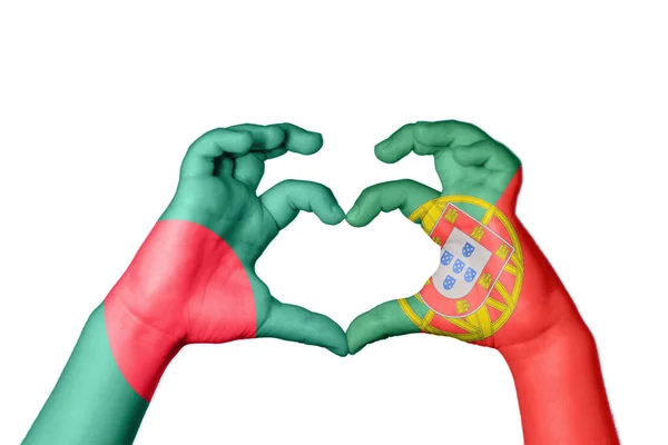 Bangladesh Portugal Hart Hand Gebaar Maken Hart Knippad — Stockfoto
