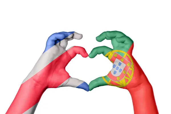 Costa Rica Portugal Hart Hand Gebaar Maken Hart Knippad — Stockfoto