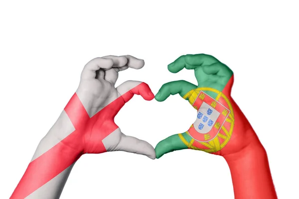 Англия Португалия Сердце Жест Делающий Сердце Обрезание Пути — стоковое фото