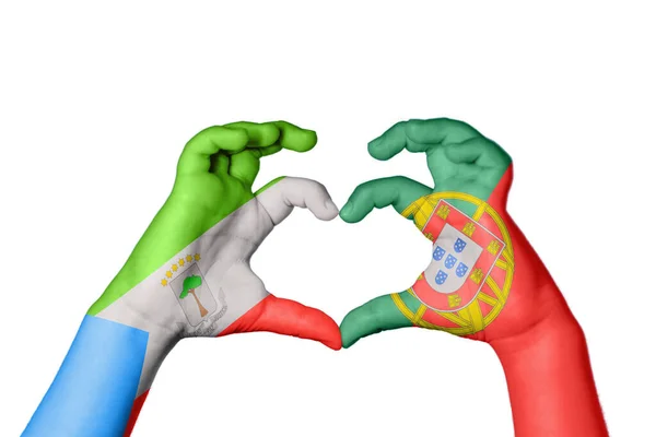 Экваториальная Гвинея Португалия Сердце Жест Рукой Делает Сердце Клиппинг Путь — стоковое фото