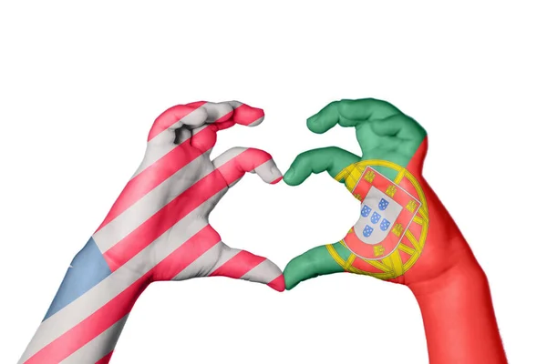 리베리아 포르투갈 심장을 만드는 제스처 클리핑 — 스톡 사진