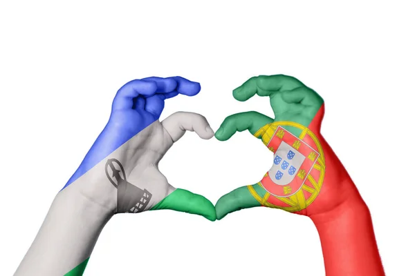 Lesotho Portugal Herz Handbewegung Die Herz Macht Clipping Path — Stockfoto
