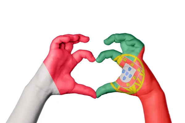 Malta Portugal Heart Hand Gesture Making Heart Clipping Path — Stock Photo, Image