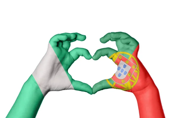 Нигерия Португалия Сердце Жест Делающий Сердце Обрезание Пути — стоковое фото