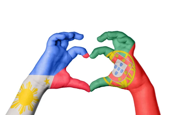 Філіппіни Португалія Серце Жест Рук Робить Серце Відсікаючи Шлях — стокове фото