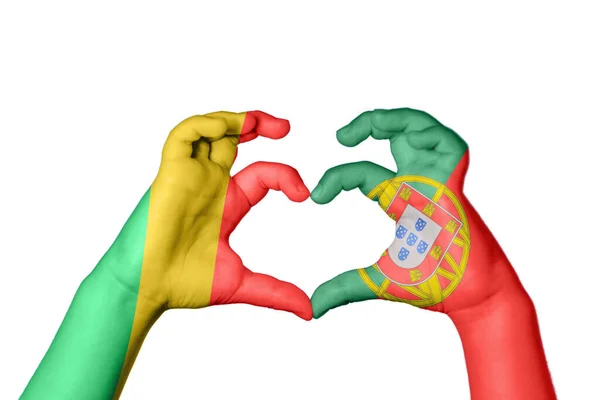 コンゴ共和国 ポルトガル心臓 ハンドジェスチャー作り心臓 クリッピングパス — ストック写真