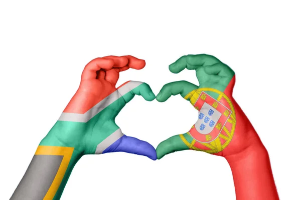 Zuid Afrika Portugal Hart Hand Gebaar Maken Hart Knippad — Stockfoto