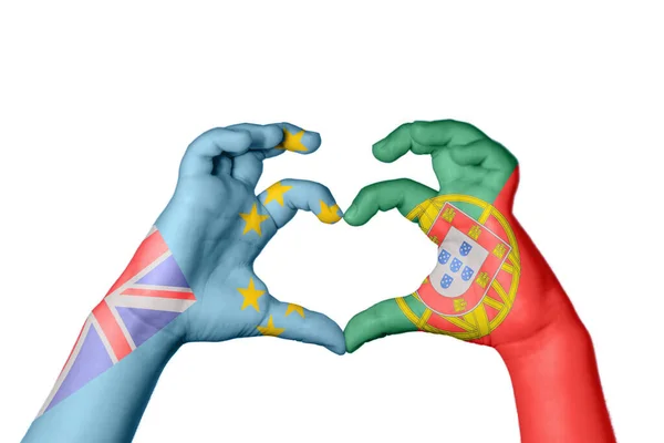 Τουβαλού Πορτογαλία Καρδιά Χέρι Χειρονομία Κάνοντας Καρδιά Ψαλίδισμα Μονοπάτι — Φωτογραφία Αρχείου