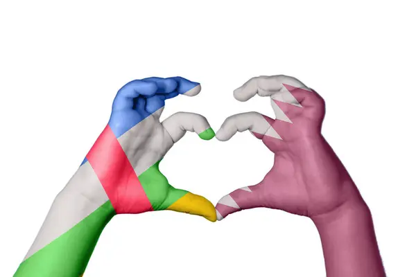 Zentralafrikanische Republik Katar Herz Handbewegung Die Herz Macht Clipping Path — Stockfoto