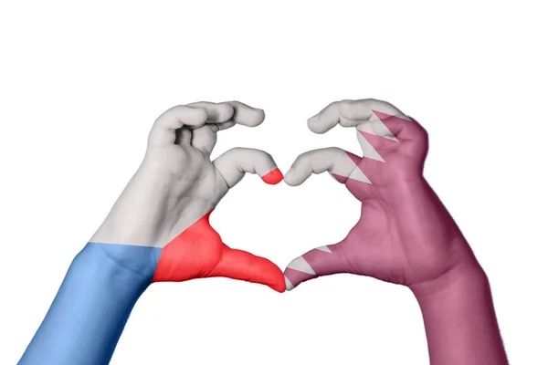 Tschechische Republik Qatar Heart Handgeste Die Herz Macht Clipping Path — Stockfoto