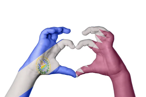 Salvador Qatar Heart Hand Gesture Making Heart Clipping Path — Stock Photo, Image