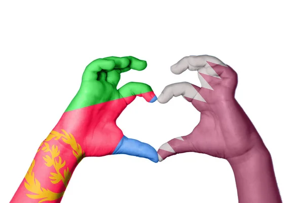 Eritrea Qatar Heart Handgeste Die Herz Macht Clipping Path — Stockfoto