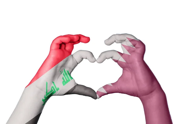 Irak Katar Serce Gest Ręczny Serca Ścieżka Clipping — Zdjęcie stockowe