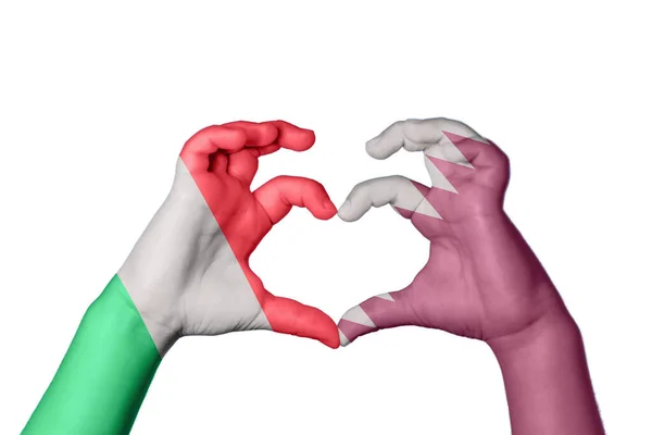Ιταλία Qatar Heart Χέρι Χειρονομία Κάνοντας Καρδιά Κλίπινγκ Path — Φωτογραφία Αρχείου