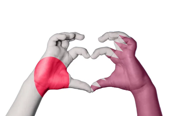 Japan Qatar Heart Handgeste Die Herz Macht Clipping Path — Stockfoto