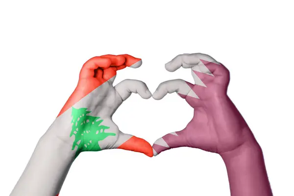 Liban Katar Serce Gest Ręczny Serca Ścieżka Clipping — Zdjęcie stockowe