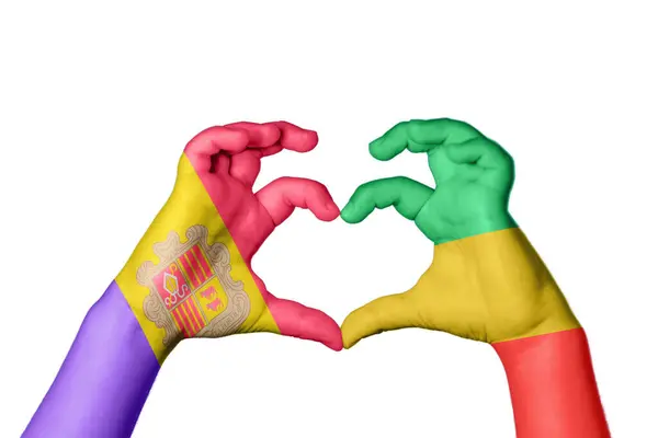Andorra Republic Congo Heart Hand Gesture Making Heart Clipping Path — Stock Photo, Image