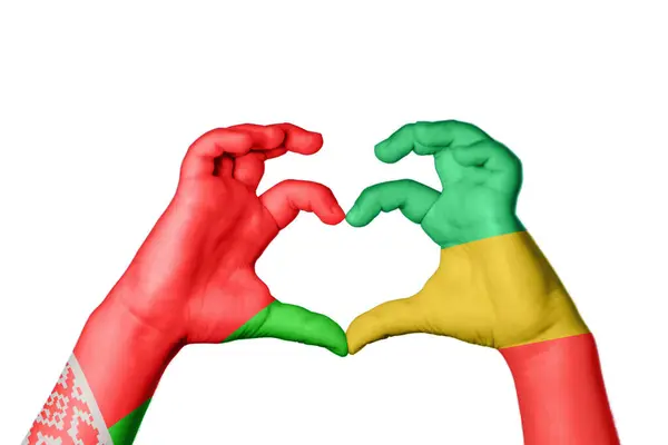白俄罗斯共和国Heart Hand Gesture Making Heart Clipping Path — 图库照片