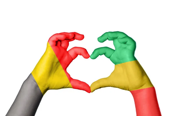 Belgium Republic Congo Heart Hand Gesture Making Heart Clipping Path — Stock Photo, Image