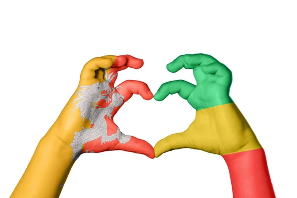 Bhutan Republic Congo Heart Hand Gesture Making Heart Clipping Path — Stock Photo, Image